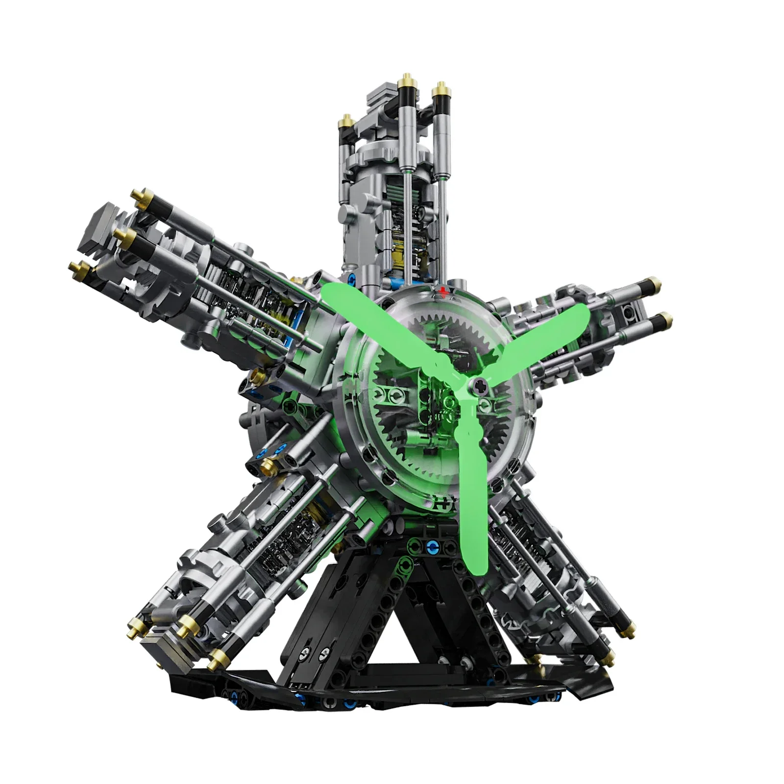 YC489 863pcs Mechanical Engine Technology Building Blocks With Light Assembled Machine Model MOC Ornaments Small Particle Bricks