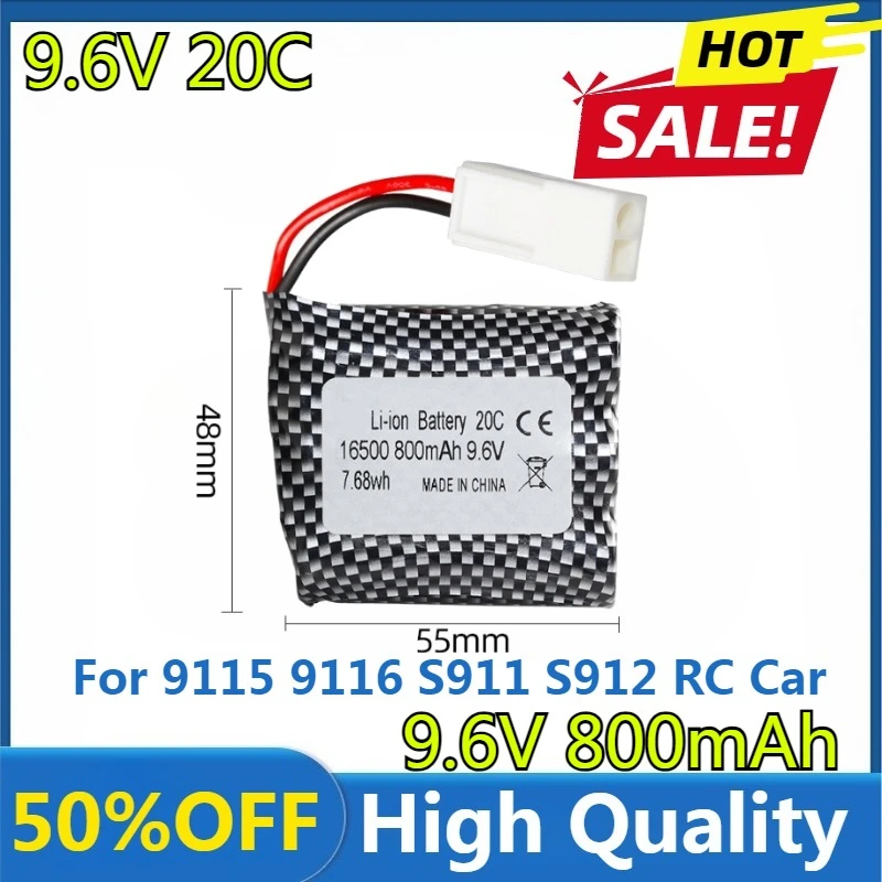 

9.6V Li-ion Battery for 9115 9116 S911 S912 RC Car Truck Spare Upgrade 9.6V 800mah 9115 9116 Rechargeable Battery for Toys Car