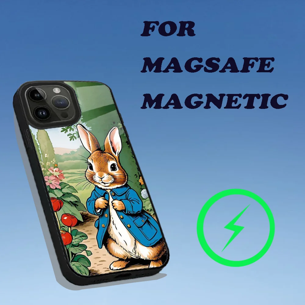 P-Peter Rabbit Cute Phone Case For iPhone 16,15,14,13,12,11,Plus,Pro,Max Mini Magsafe Magnetic Wireless Charging