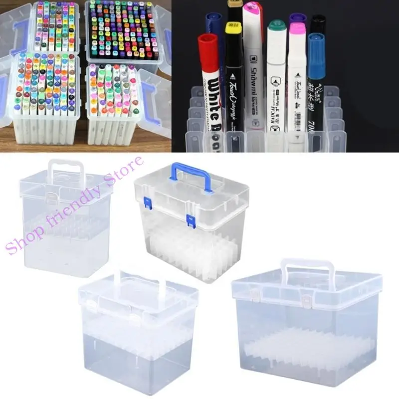 594a transparente Marker Storage Box Container Art Craft Tray Office Desk Organisation