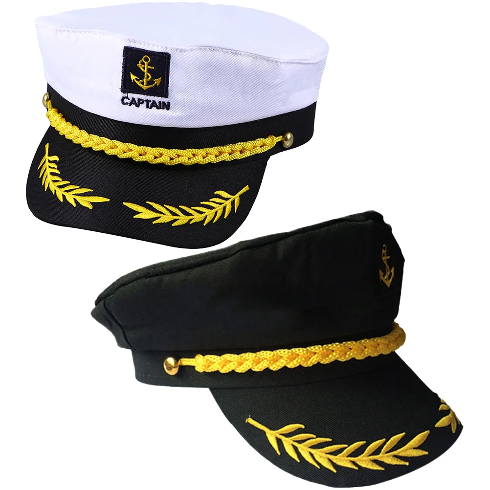 

2 Pcs White Captain Sailor Lightweight Hat Captains for Women Sailing Cotton Polyester Marine Boating Accessories Spring