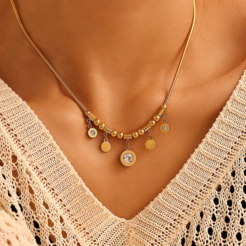 EILIECK Elegante Zirkon-Herz-Anhänger-Halskette für Damen, 18K Gold PVD-beschichteter Edelstahl, Modeschmuck, Halskette, Geschenk – Detail 9