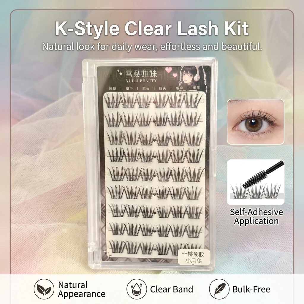 Korean Light Natural False Eyelashes For Daily Makeup Women Synthetic Fiber Girls Group Clear Eyelash Extension Lightweight Curl