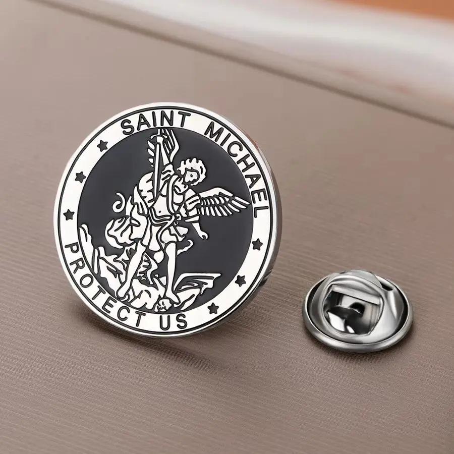 Dawapara Saint Michael broche broches gardien archange nous protéger Talisman broches bijoux en acier inoxydable