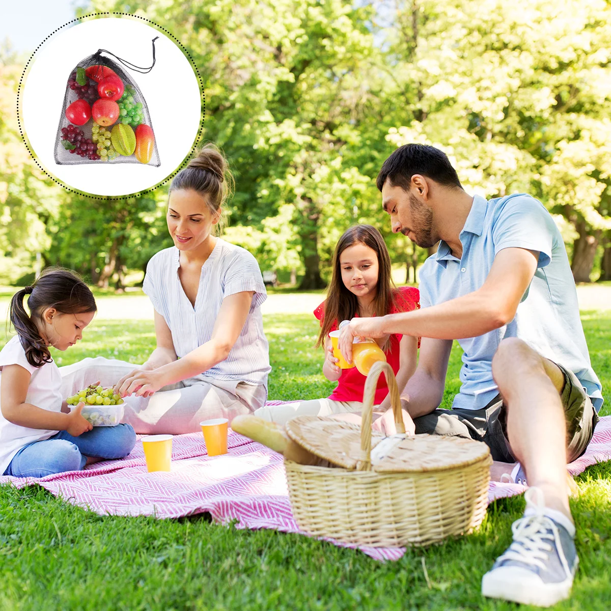 

6pcs Mesh Drawstring Bag Breathable Lightweight Polyester Storage Pouch For Travel Gym Shopping Outdoor Portable String Bag