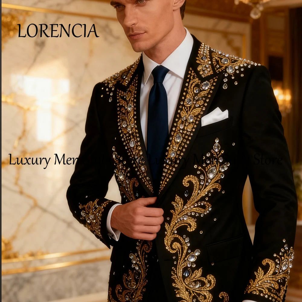 

Мужские костюмы с блестящими бриллиантами, комплект смокингов для жениха с кристаллами, наряд для свадебной вечеринки, индивидуальный пиджак, брюки traje ju изменений masculino