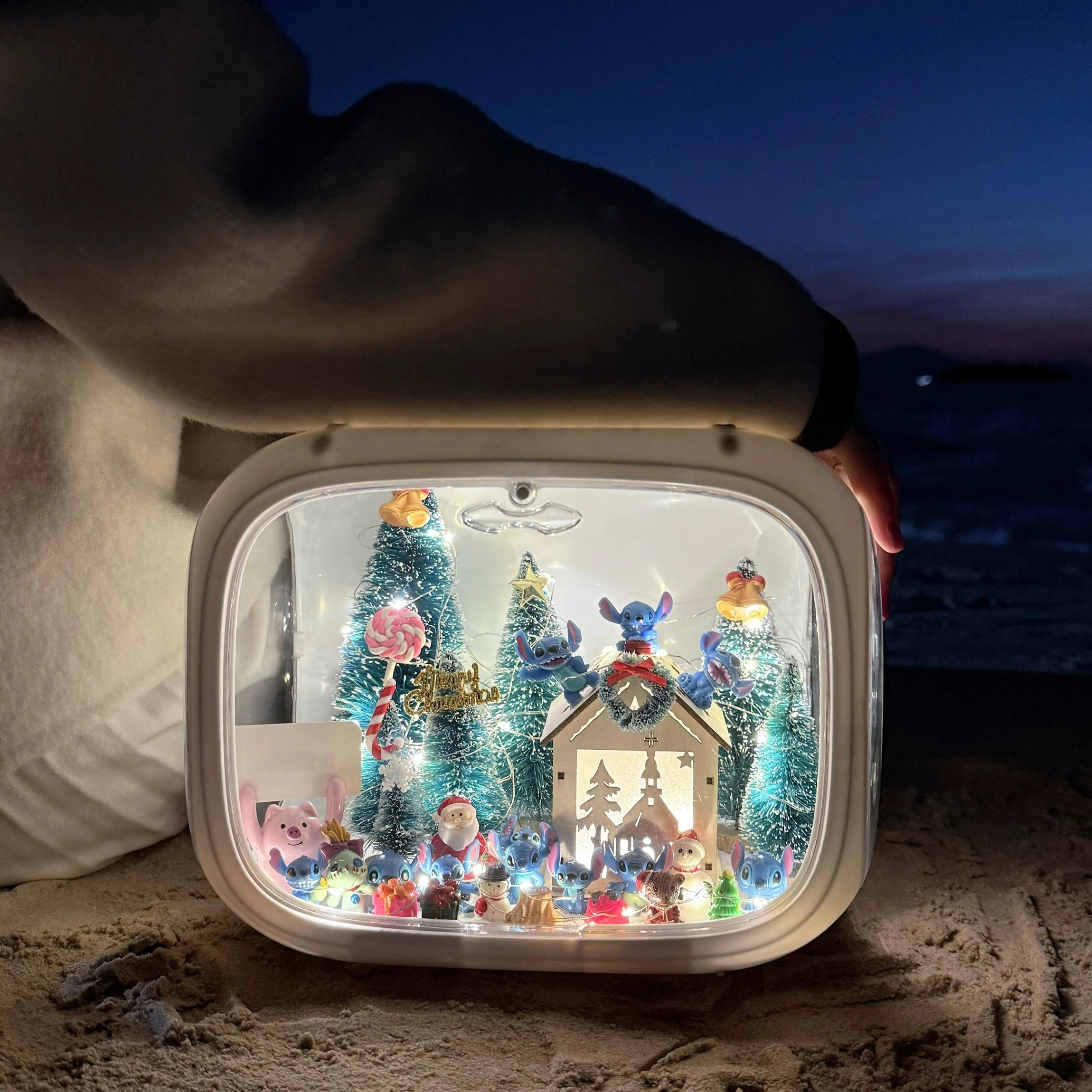 

Diy Stitch Game Figure Dolls Ornaments Small Lamp Miniature Landscape Toys Creative Gift Desktop Matching Trendy Holiday Gifts