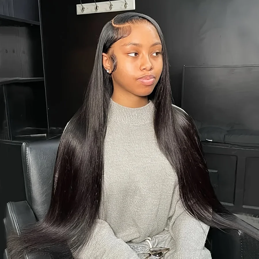 13x6 مستقيم الدانتيل شعر مستعار أمامي شفاف الدانتيل الباروكات الأمامية للنساء 180% الكثافة قبل قطعها مع شعر الطفل خصلات الشعر المستعار الإنسان