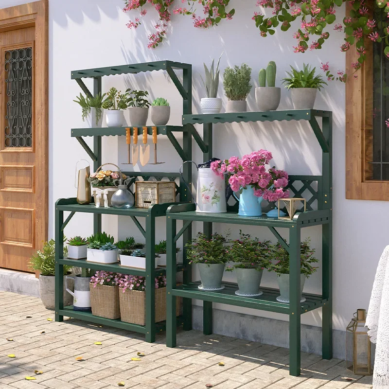 Gardening workbench operation Household planting tool storage rack, outdoor preservative wood garden