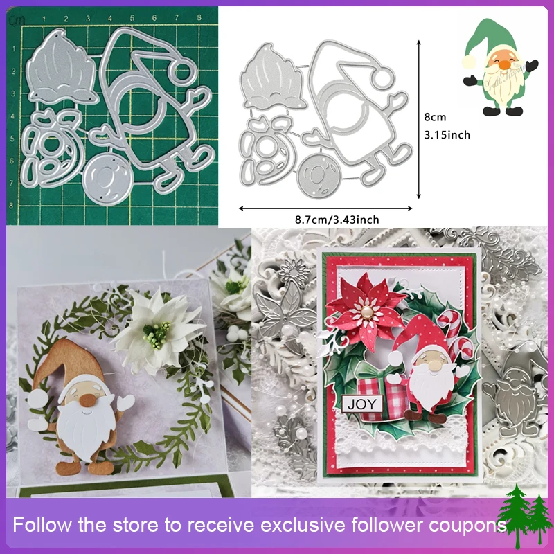 Christmas Cutting Dies Santa Claus Decorative Leaves Stencil for 2023 New DIY Scrapbooking Photo Paper Card Craft Supplies