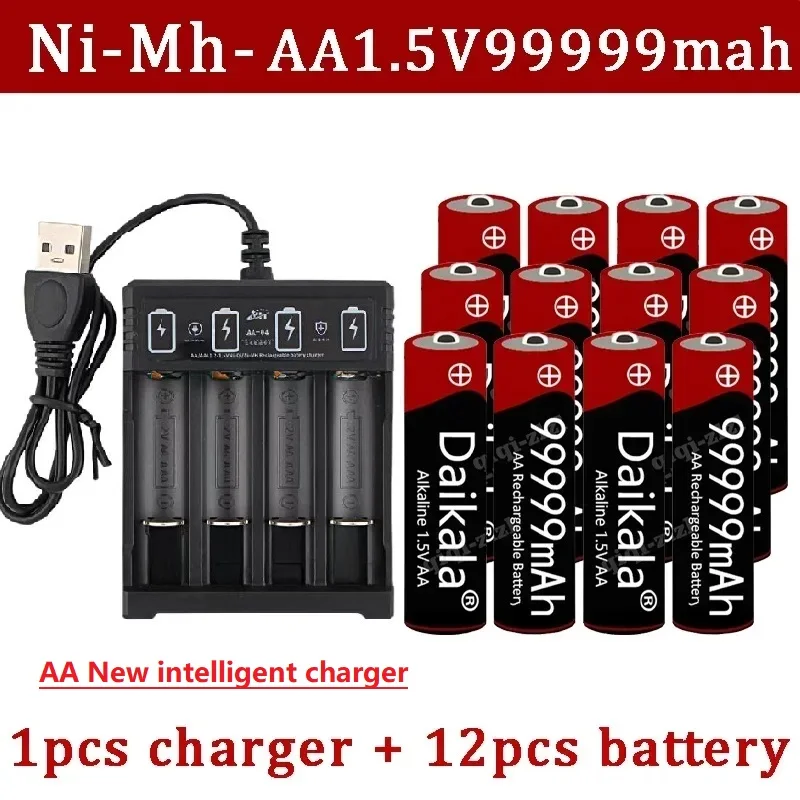 100% Original Brand New Alkaline Battery for Clocks, Toys, and Cameras, Brand New 1.5V, AA, 99999 MAh, 1.5V,+USBcharger.