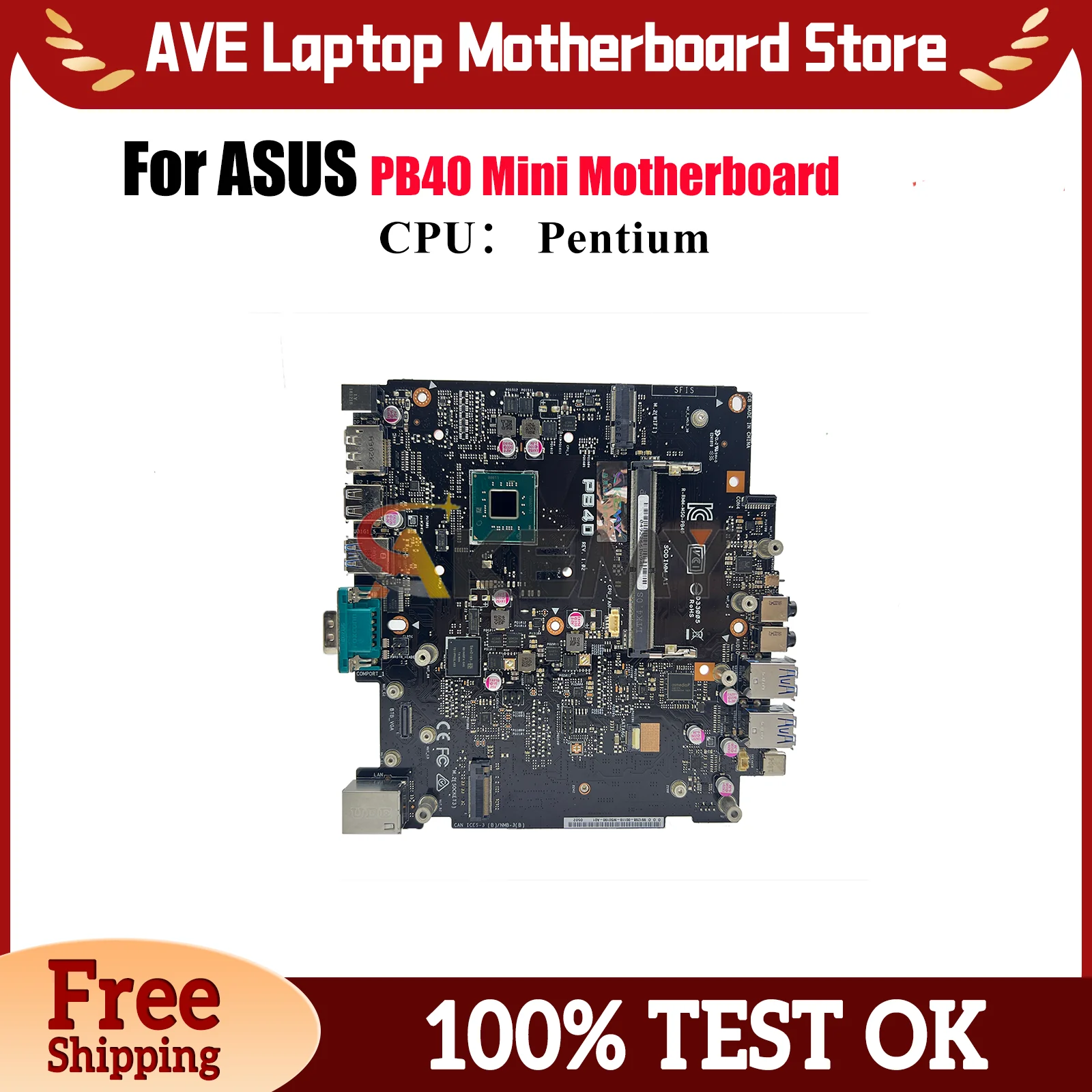 

Материнская плата для ноутбука PB40 для ASUS Mini PC PB40 PB40, материнская плата для ноутбука с процессором Pentium, 100% тестирование, ОК, быстрая доставка, высокое качество