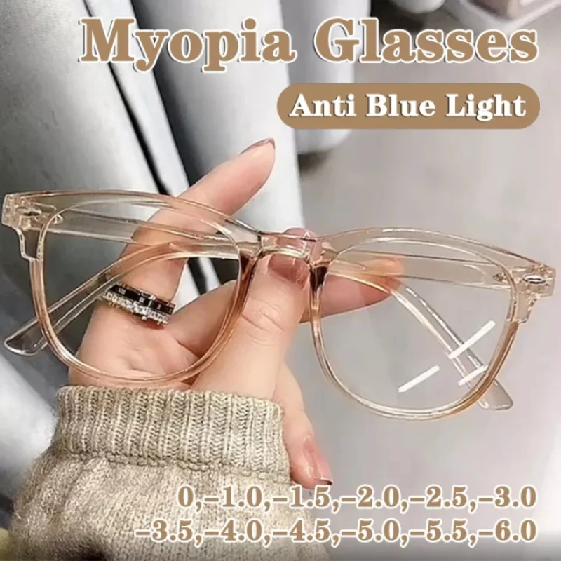 Women Myopia Glasses Anti-blue Light Clear Eyeglasses Prescription Shortsighted Transparent Computer Glasses Frame -1.0 To -4.0