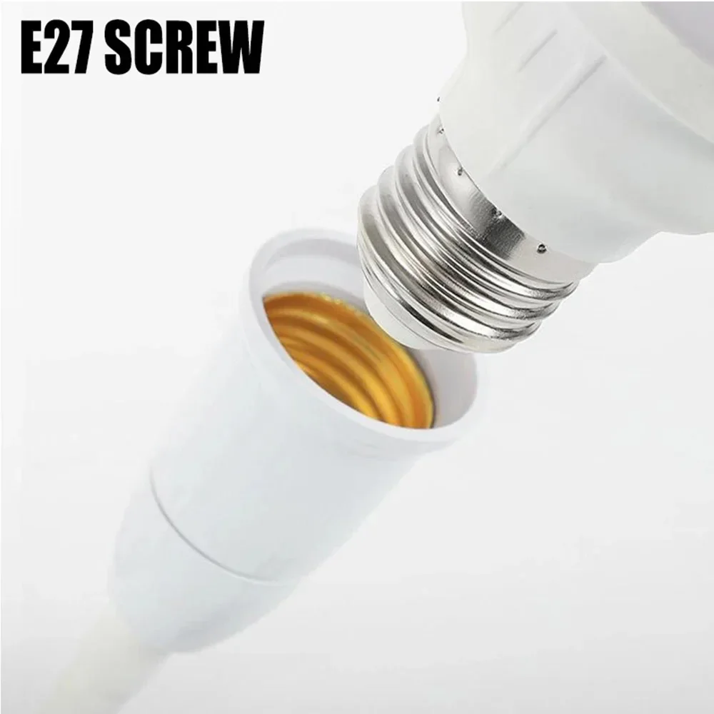 E27 Direct Plug in Swivel Head E27 Socket Bulb Holder with Switch EU Plug LED Table Lamp Stainless Steel Hose Steering Lever