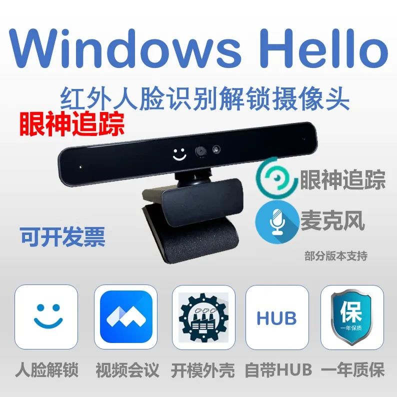 Eye Tracking Camera Windows Hello Infrared Facial Recognition Unlocking Camera Microphone