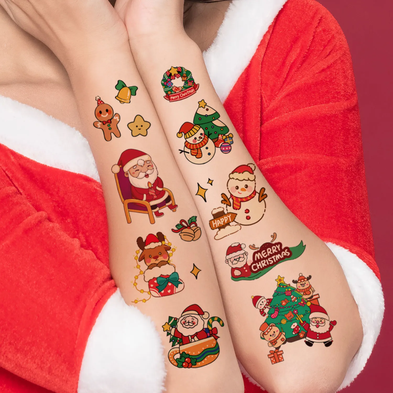 30 ورقة من ملصقات الوشم المؤقت مع أكثر من 300 عن عناصر عيد الميلاد الكرتونية، بما في ذلك سانتا كلوز وأشجار عيد الميلاد ورجل الثلج والهدايا وعناصر زينة عيد الميلاد. مناسبة كهدايا عيد الميلاد #6
