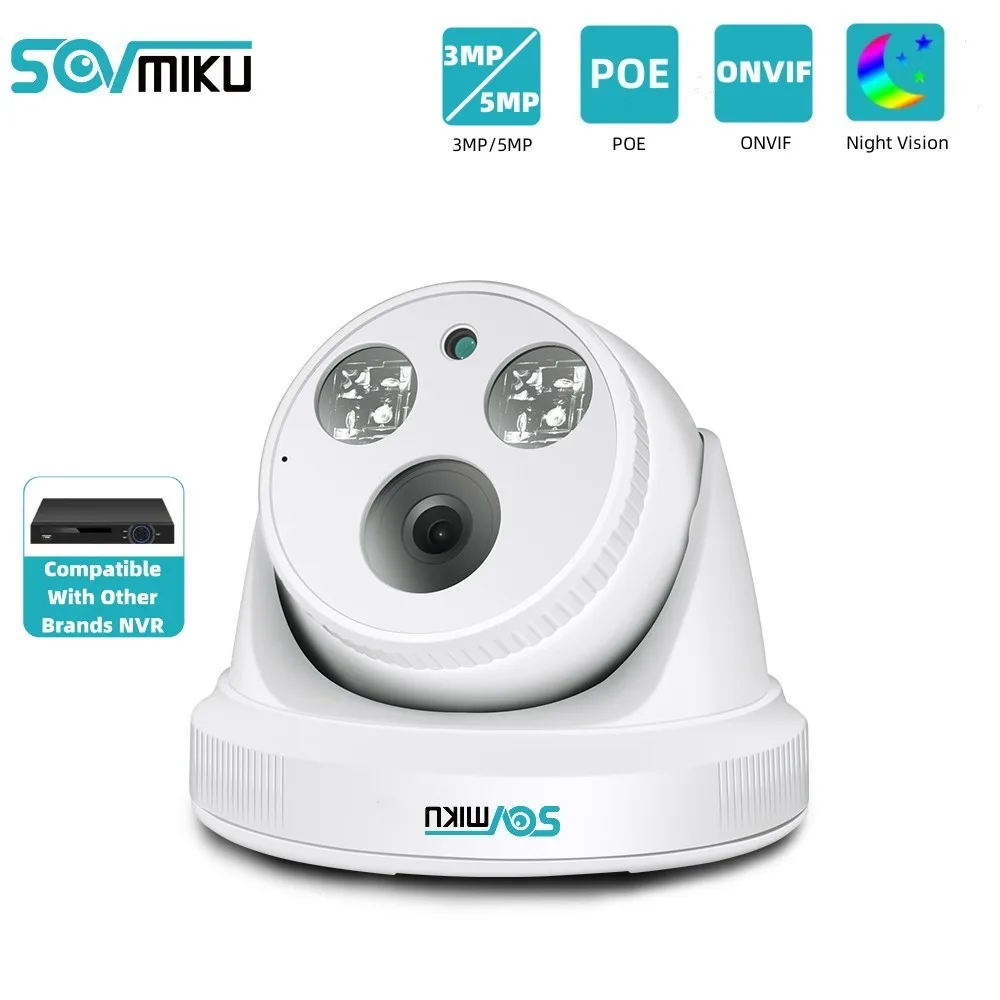 

SOVMIKU HD 3MP/5MP IP-камера POE H.265 Onvif CCTV камера безопасности Цветная уличная водонепроницаемая аудиокамера ночного видения