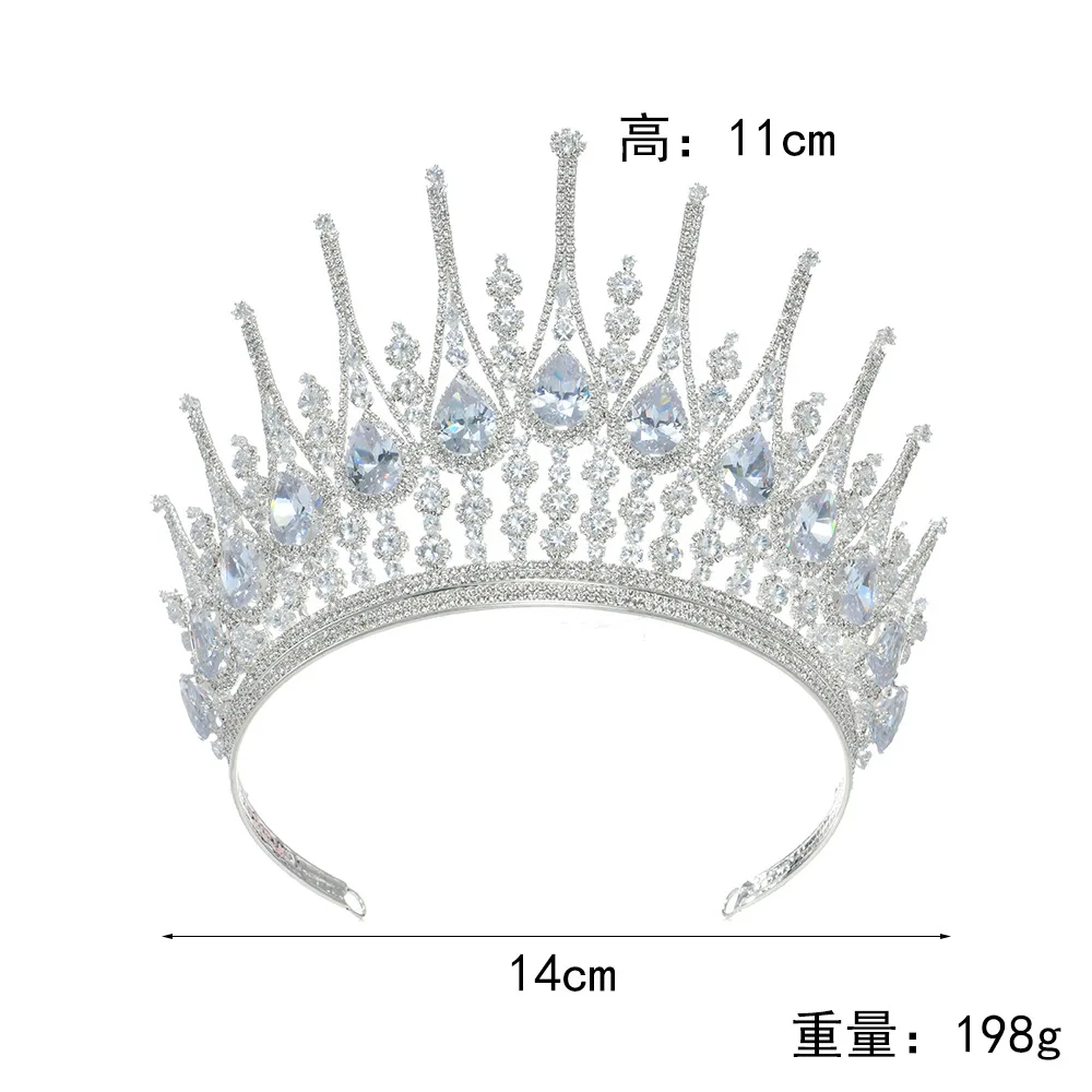 Baroque Queen Crowns For Women Crystal Zircon Big Bridal Tiara Crown For Wedding Pageant Miss Universe Diadem Bride Headpiece