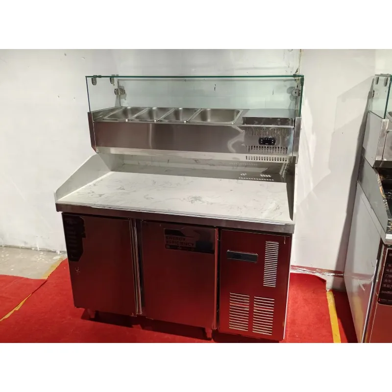 Food Grade Salad Bar Refrigerator with Wheels, Refrigerated Prep Table for Fast Food Restaurant Topping Holding - view 4