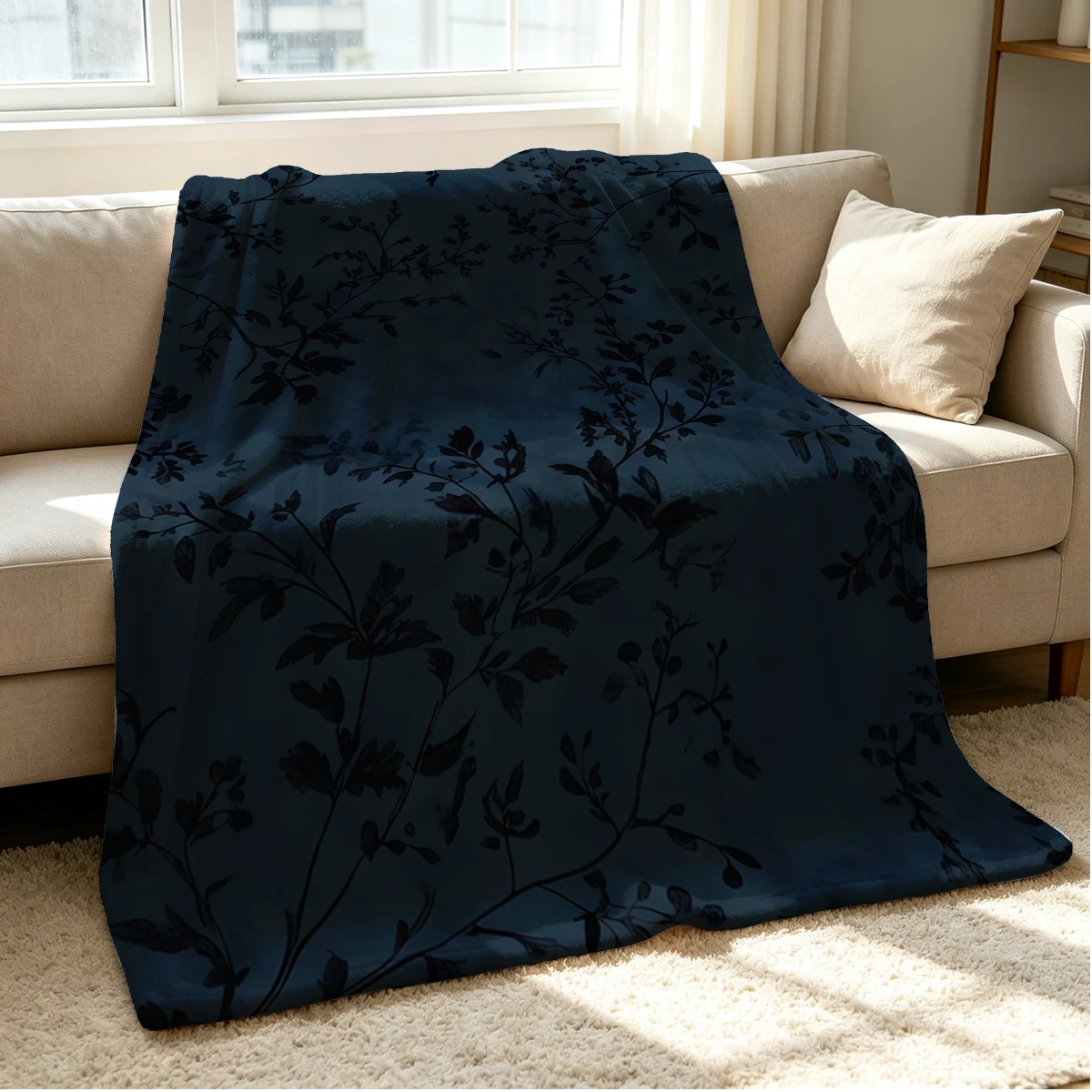 Dark Foliage Flannel Blanket Warm Soft Halloween Christmas Couch Warm Cozy Decorative Decor Gift for All Season
