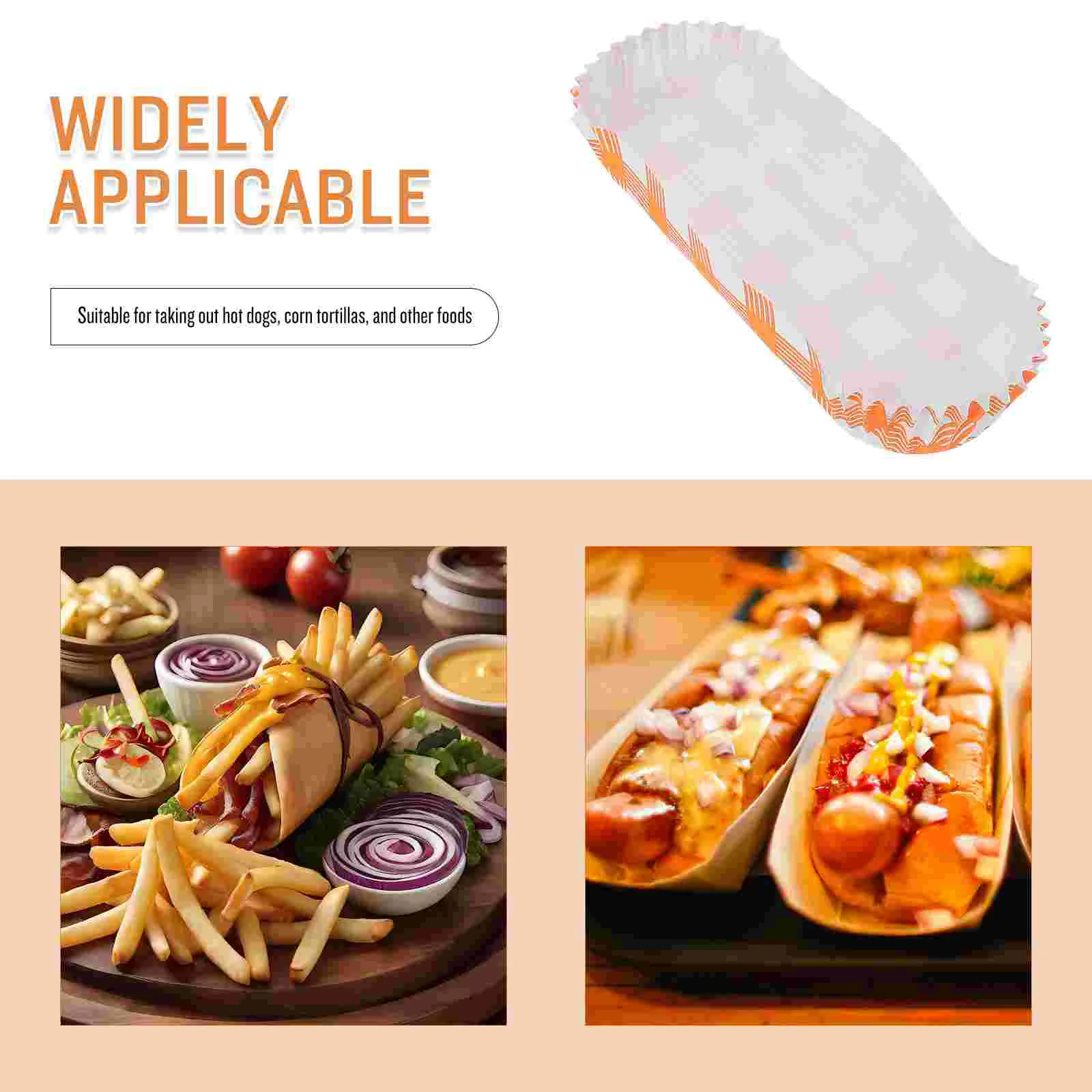 100 Pcs Paper Food Tray Hot Dog Holders Frying Snack Container Fried Bracket Boats Boxes Wrappers