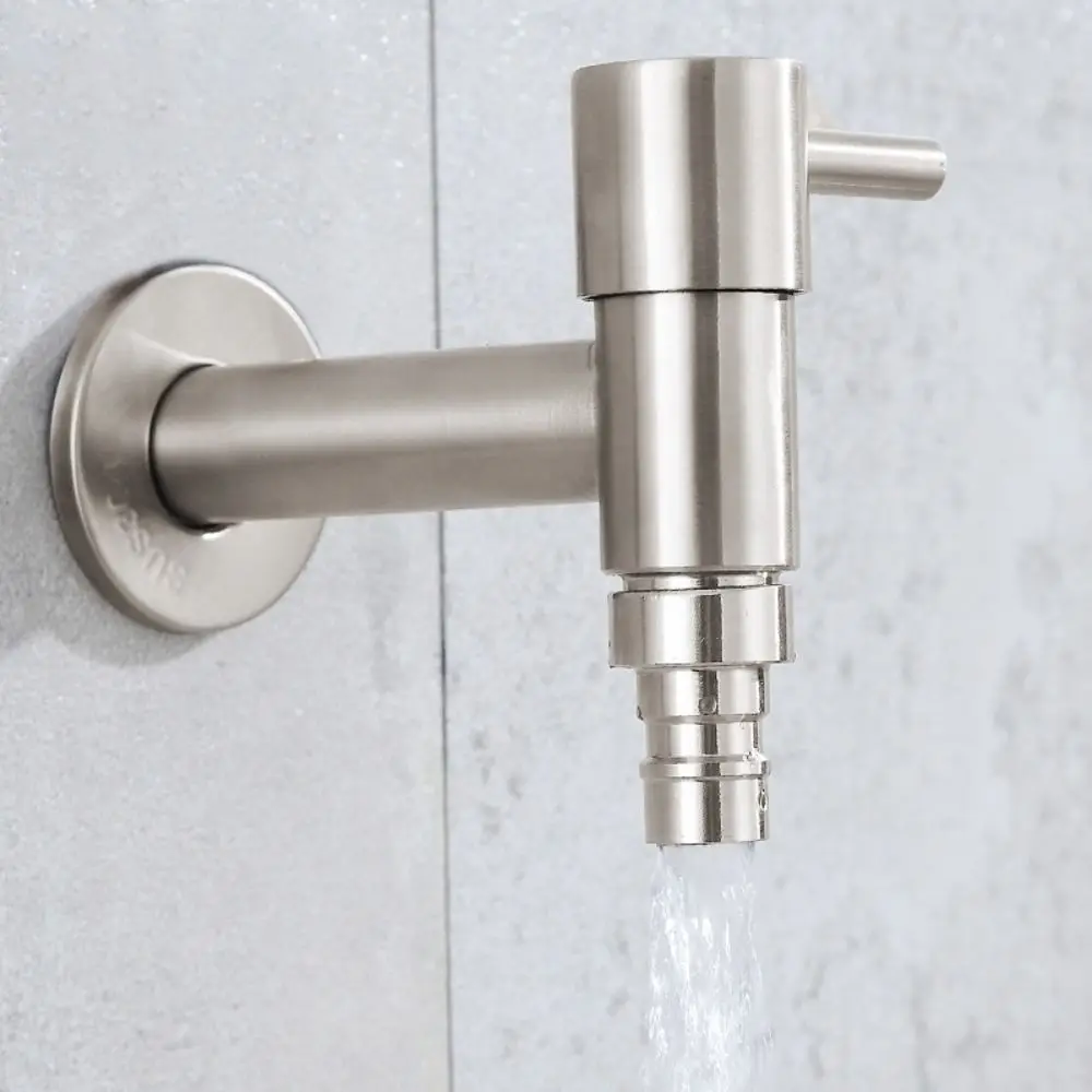 벽걸이형 세탁기 수도꼭지 T자형 연장 세면대 수도꼭지 304 스테인리스 스틸 빠른 개폐 단일 냉수 수도꼭지