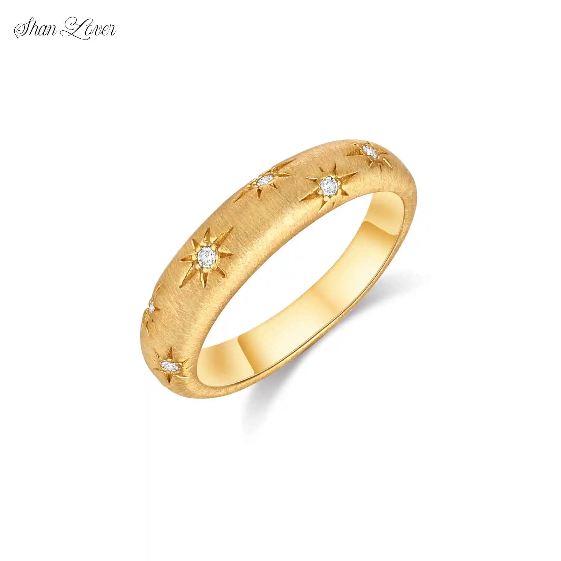 

ShanLover Brand Unique Star Design S925 Silver Ring Woman Girl 18kgp 18K Gold Plating Rings 7A Zircon Gemstones For Lady Jewelry