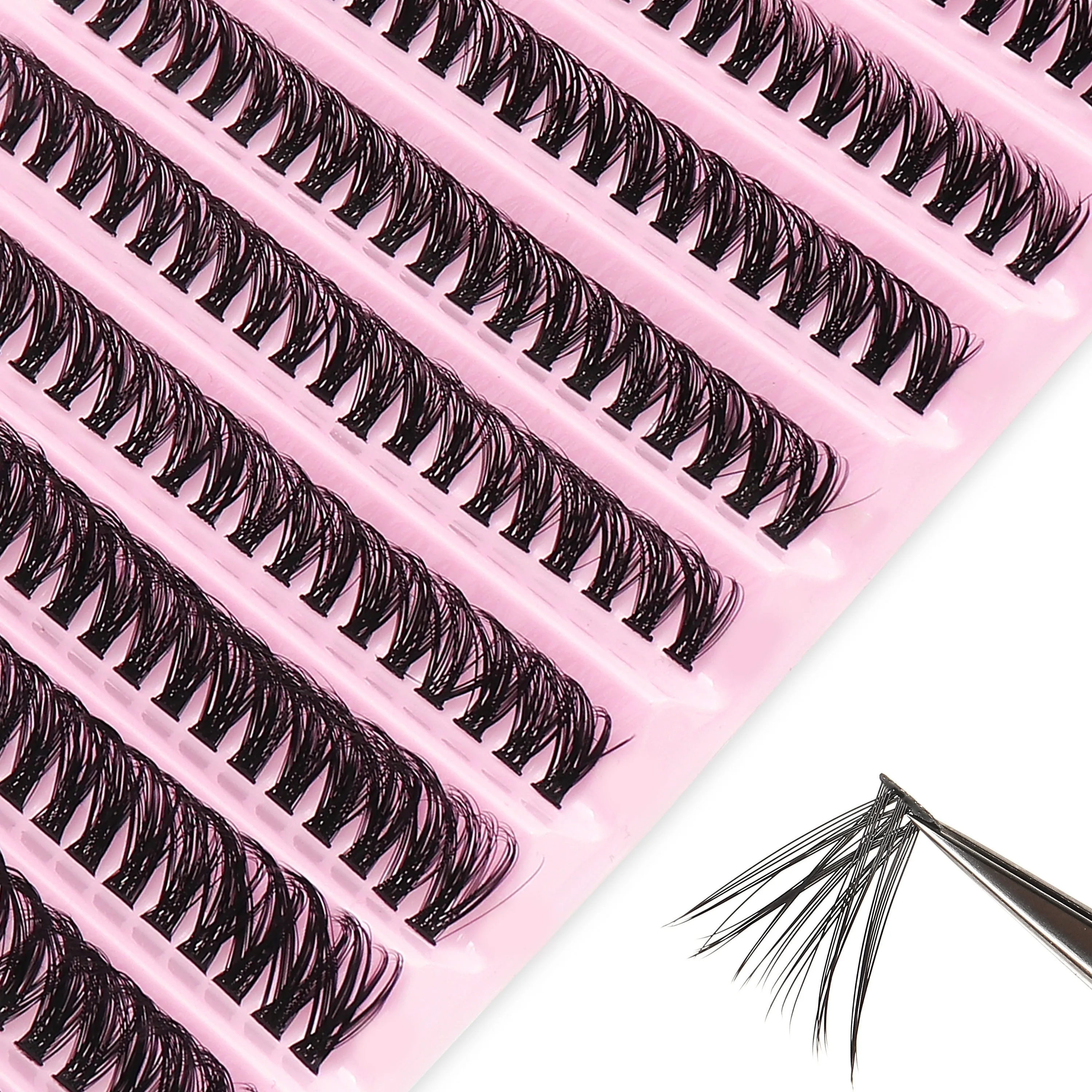 D Curl 40D mieszane rzęsy klasterowe, 200 sztuk segmentowe przedłużanie, styl w paski, puszyste ręcznie robione sztuczne rzęsy długości 8Mm-16Mm — zdjęcie 7