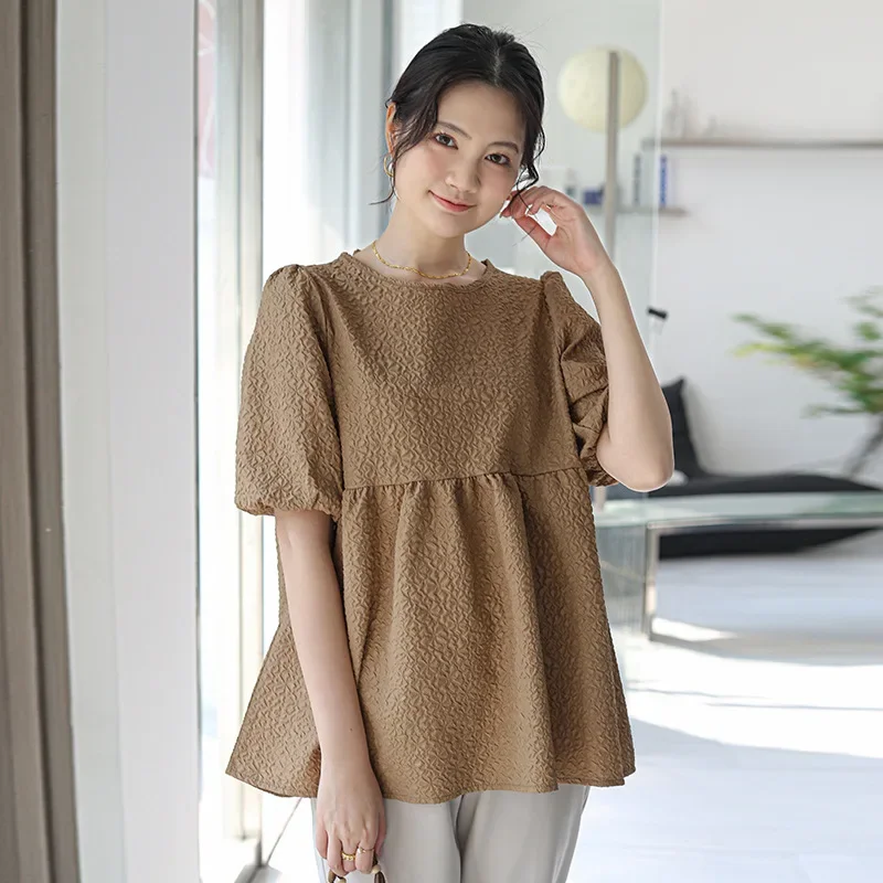 OCEANLOVE T Shirt Women Tops Puff Sleeve Solid Spring Summe Sweet Ropa De Mujer Korean Fashion Loose Vintage Sweet Tees