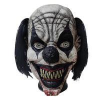 Scary Smile Clown Mask Cosplay Horror Black Nose Hair Joker Latex Helmet Halloween Carnival Dress Up Party Costume Props Gifts