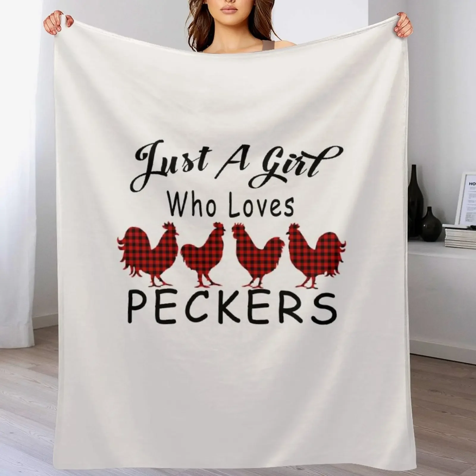 Just A Girl Who Loves Peckers Chicken Gift For Peckers Lovers Throw Blanket Cozy Light Blanket for Travel Camping Picnic