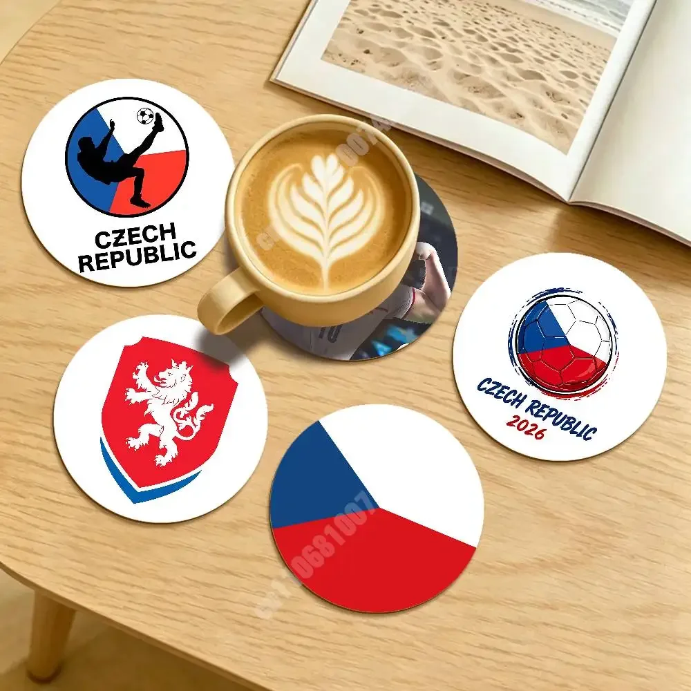 

Czech Football 2026 Česká Soccer Round Coaster for Drink Cup Sustainable Lifestyle Decor Cozy Desk Setup