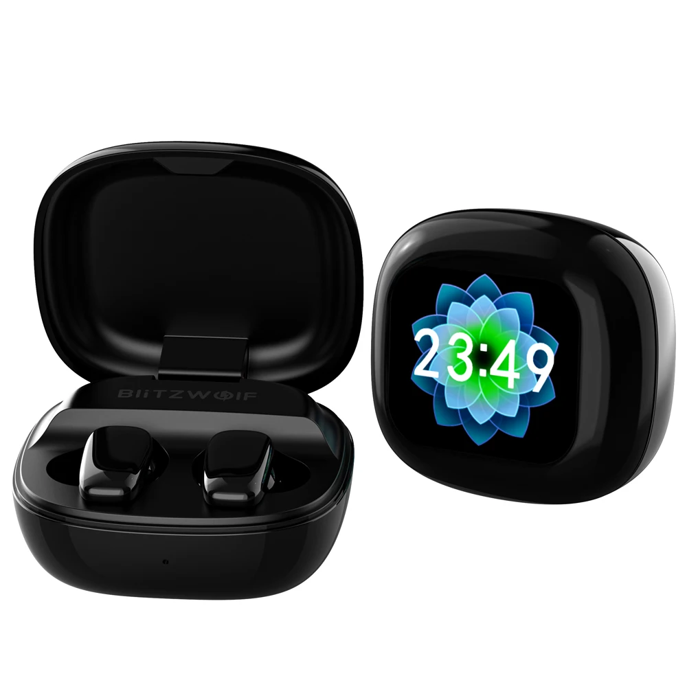 BlitzWolf BW-FYE16 Plus LED Screen TWS Earbuds bluetooth Earphone Colorful Touch Screen Active Noise Cancelling with Speaker