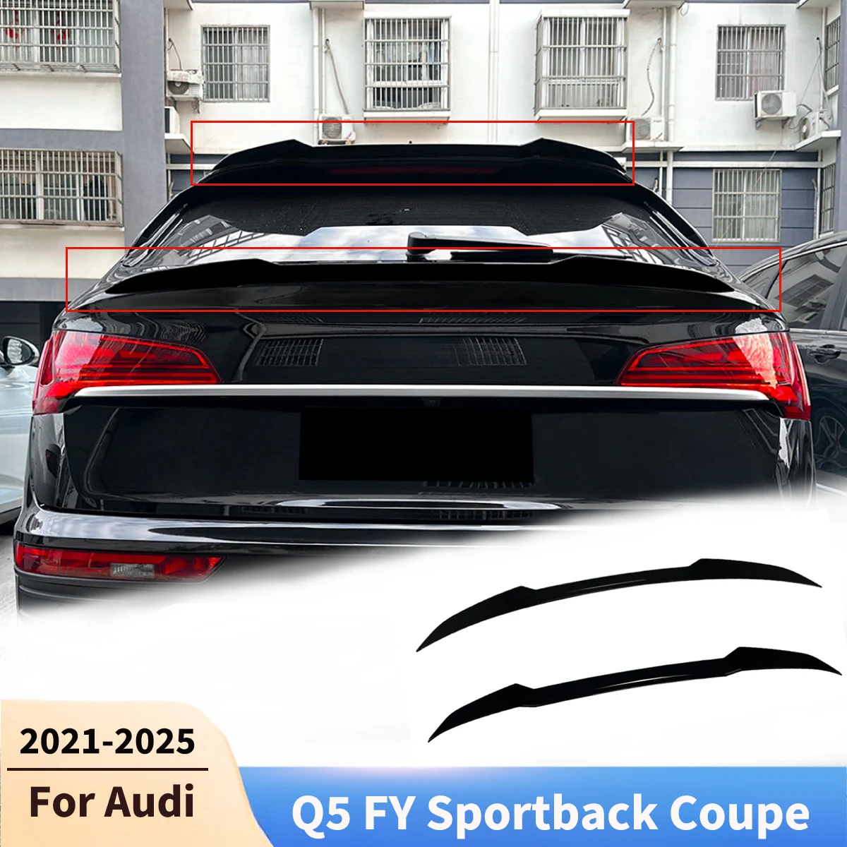 

For Audi Q5 FY Sportback Coupe 2021- 2025 Car Rear Top/Trunk Spoiler Lip Body Shunt Tail Fin Guard Board Decorative Accessories