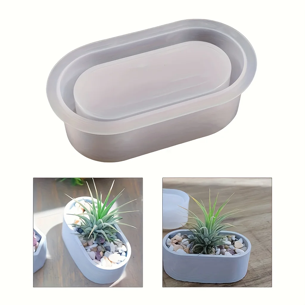 Molde Oval Mini Individual para Vasos de Concreto e Cimento, Suportes de Velas e Peças Decorativas, Vela de Gesso