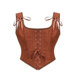 Fashion Women Sexy Corset Crop Tops Vest Lace Up Zipper Vintage Gothic Bustier Top Female Underwear Body Shaper