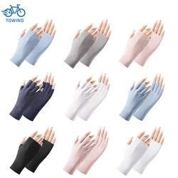 New Summer Women's Sun Protection Gloves Anti-Uv Ice Silk Thin Breathable Half-Finger Mitten Fingerless Sunscreen Female Gloves