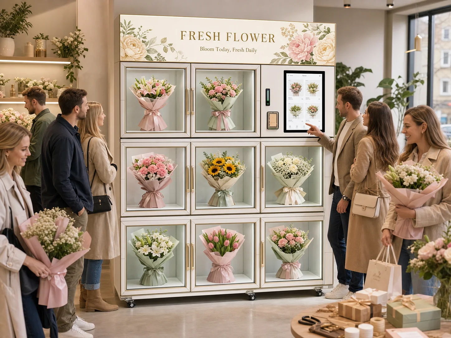 FOODLINE Flower Vending Machine Large Capacity Flower Vending Device For Supermarket Fresh Flower Retail Work