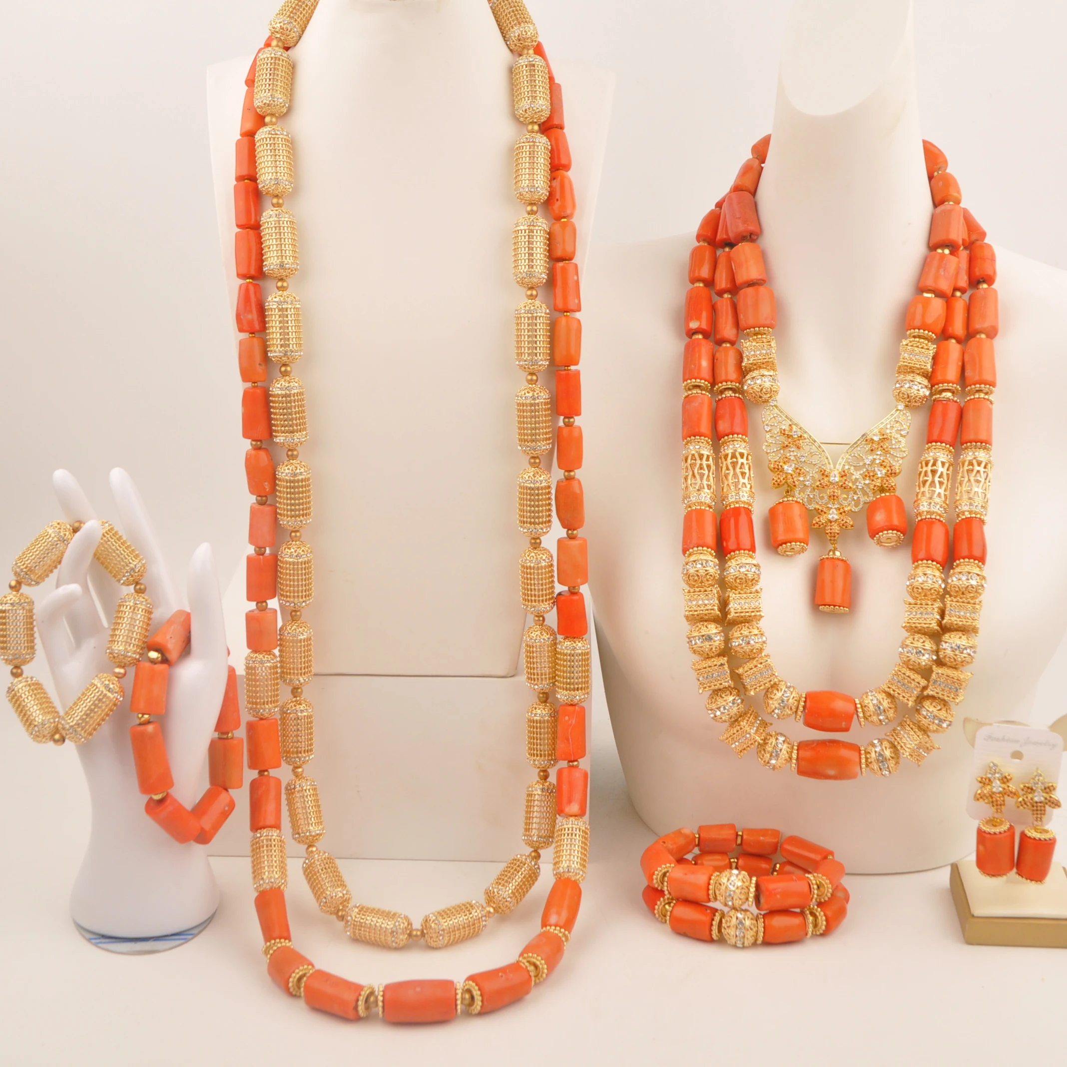 Necklace Wedding Fashion Nigerian Jewelry Natural Orange Coral African collection