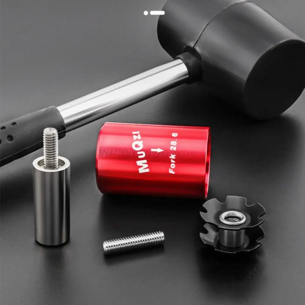 Aluminum Alloy Bike Fork Setting Tool Anti-slip Texture Interchangeable Fork Star Nut Install Tool Rubber Hammer for 28.6mm Fork