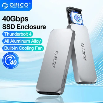 ORICO 냉각 선풍기 포함 SSD 인클로저, 샤오미 Mac용 알루미늄 호환 썬더볼트 3/4, PCIe4.0 NVME 인클로저, USB4.0, 40Gbps, M.2 