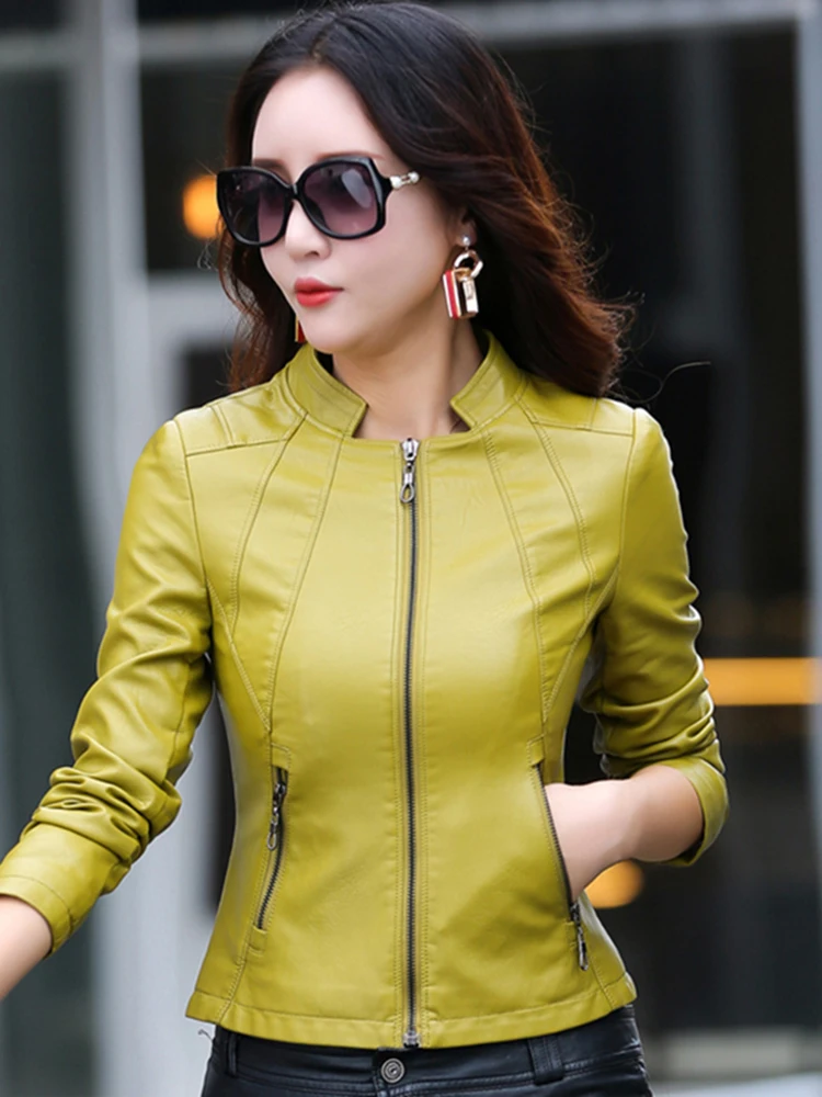 2025年春 本革バイカージャケット レディース ショートフィット シープスキンコート スリム通勤デザイン 長袖ジッパー開閉