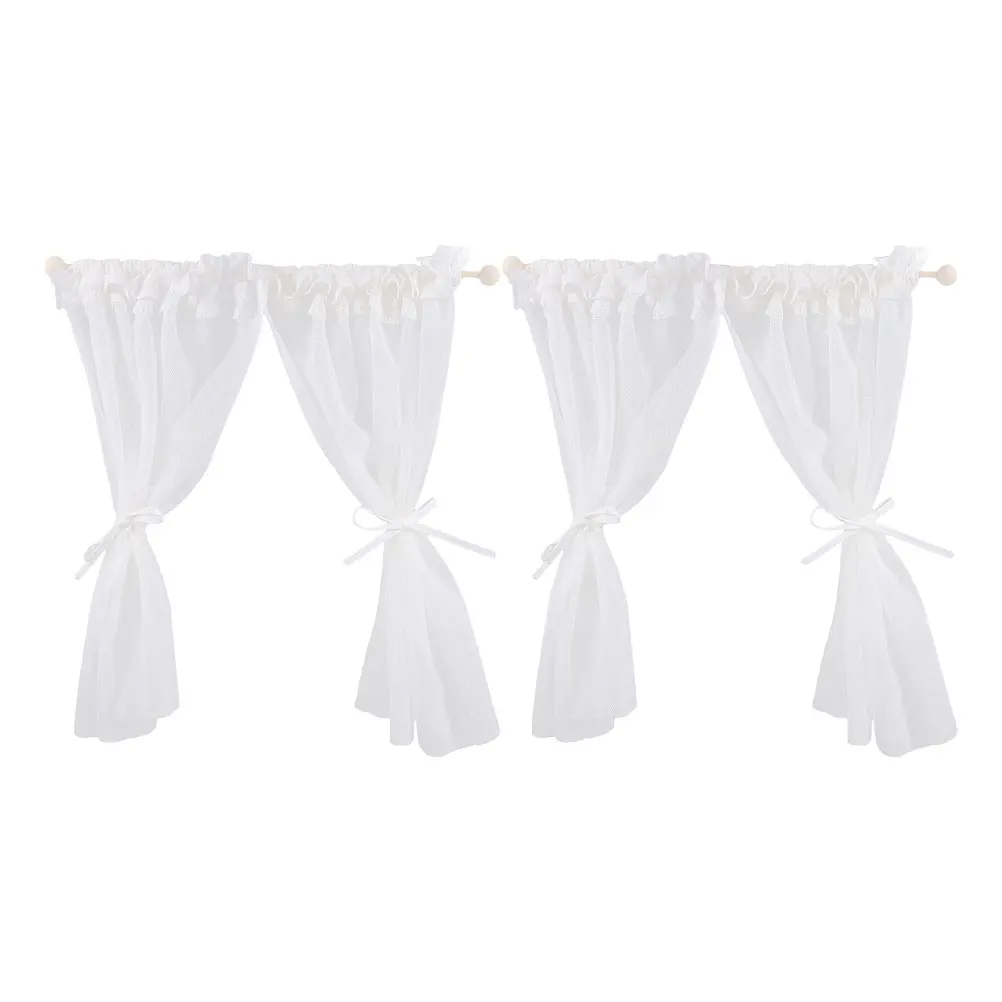 

2Pcs Miniature House Curtains Lace Window Decor Cloth Furniture Dressing Material Practical Usage