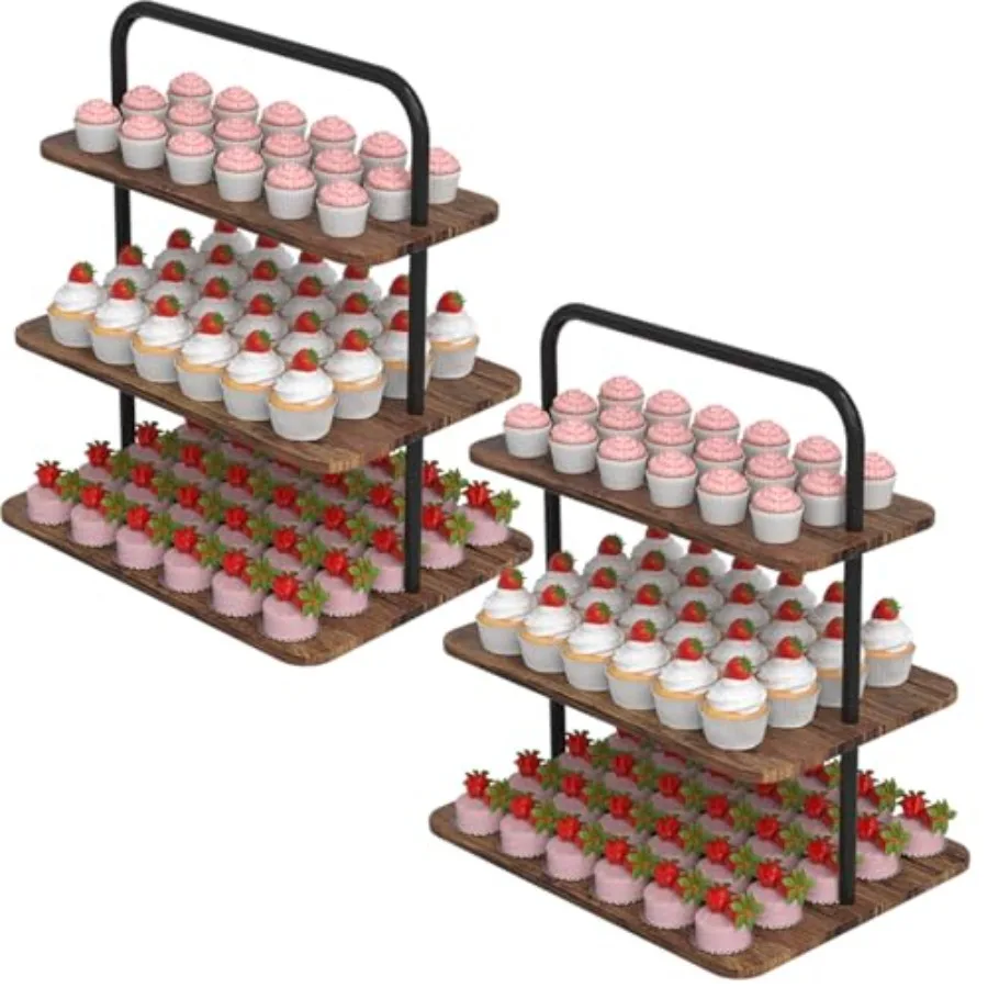 

Cupcake Stand, 3-Tier Dessert Stand for 52 Cupcakes, Wood & Metal Tower Display Premium Holder Dessert Tree Tower for Christmas