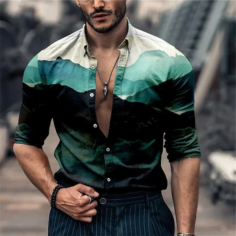 Camicia abbottonata con risvolto alla moda da uomo di Design di Design di lusso da uomo primavera estate autunno morbido e confortevole top da uomo