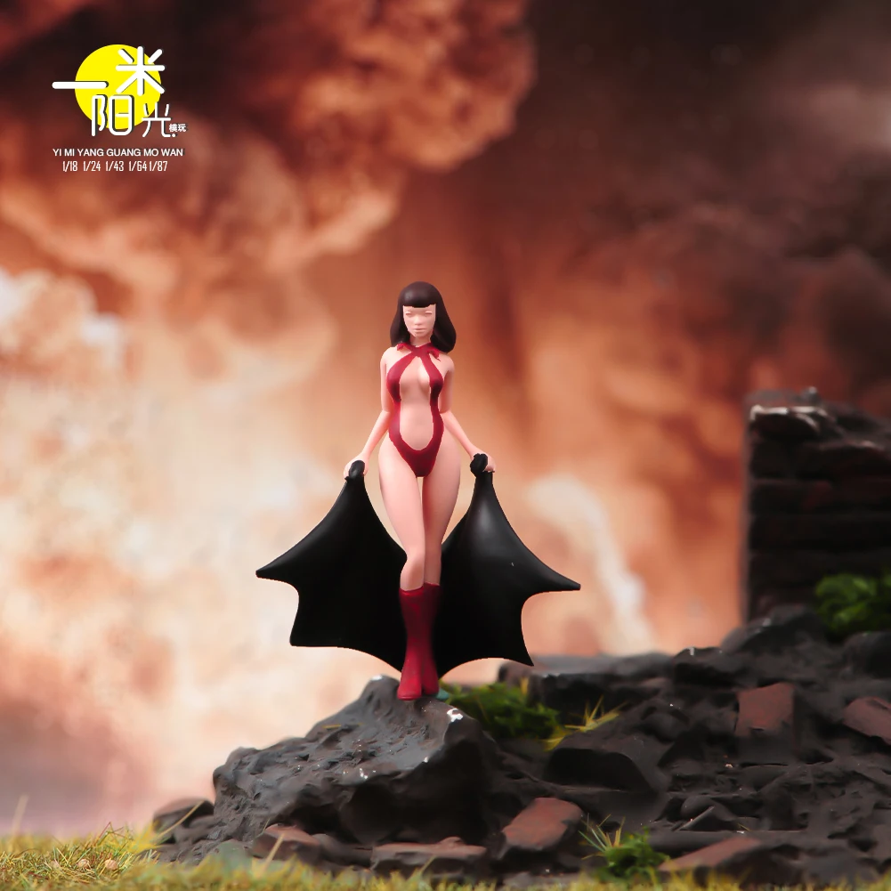 

Painted Miniatures 1/18 1/24 1/43 1/64 1/87 Black Cloak Vampire Girl Unpainted Figure Model Toys Gift View Decoration