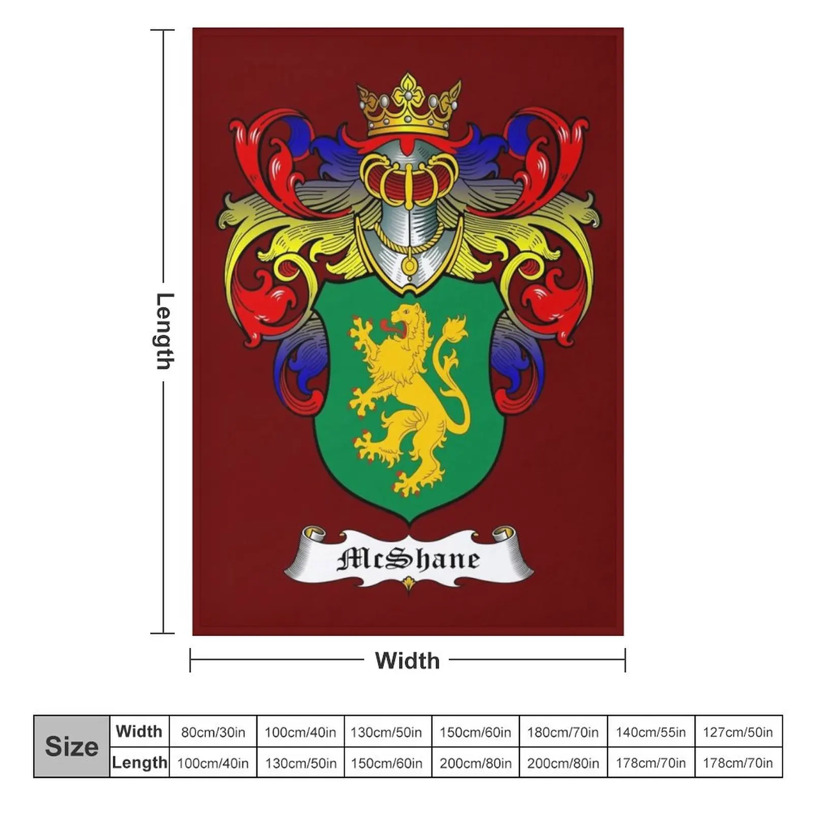 McSHANE FAMILY CREST Throw Blanket Shaggy Furry Furrys Blankets