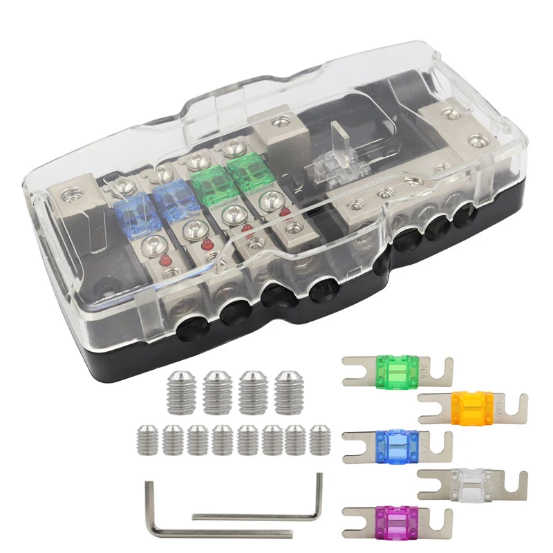 2 In 4 Out Circuit Hd Fuse Power Distribution Block Car Audio Multifunctional Fuse Box for Campers Motorhomes Yachts Coaches