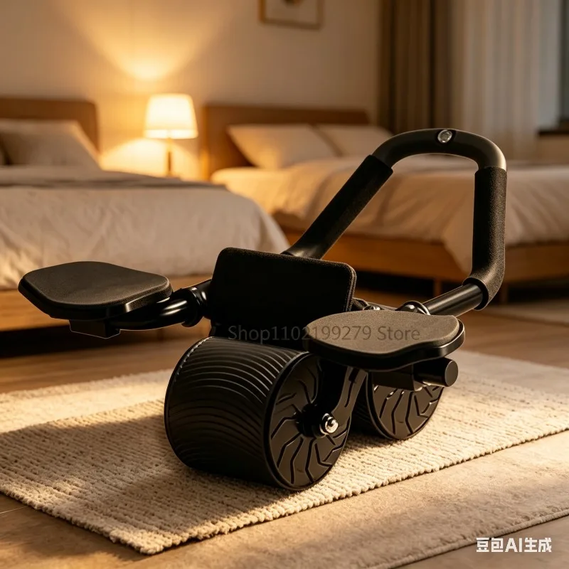 Rueda de Ejercicio Abdominal con Rebote Automático y Soporte para Codos, Dispositivo de Entrenamiento Abdominal para el Hogar