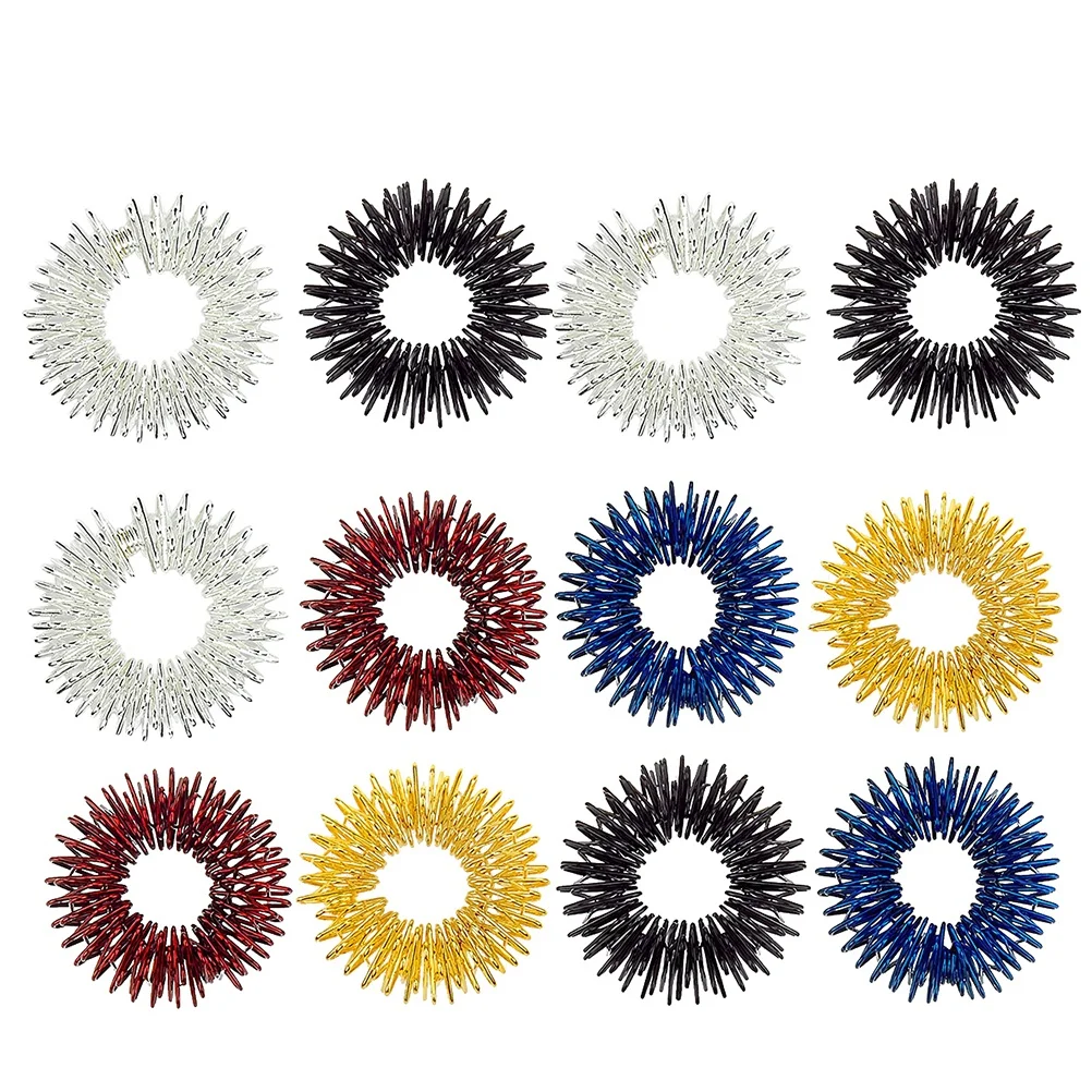 

12pcs Acupressure Finger Massage Ring High Quality Hand Massager For Improvement Concentration Boost Tired Fingers Relief
